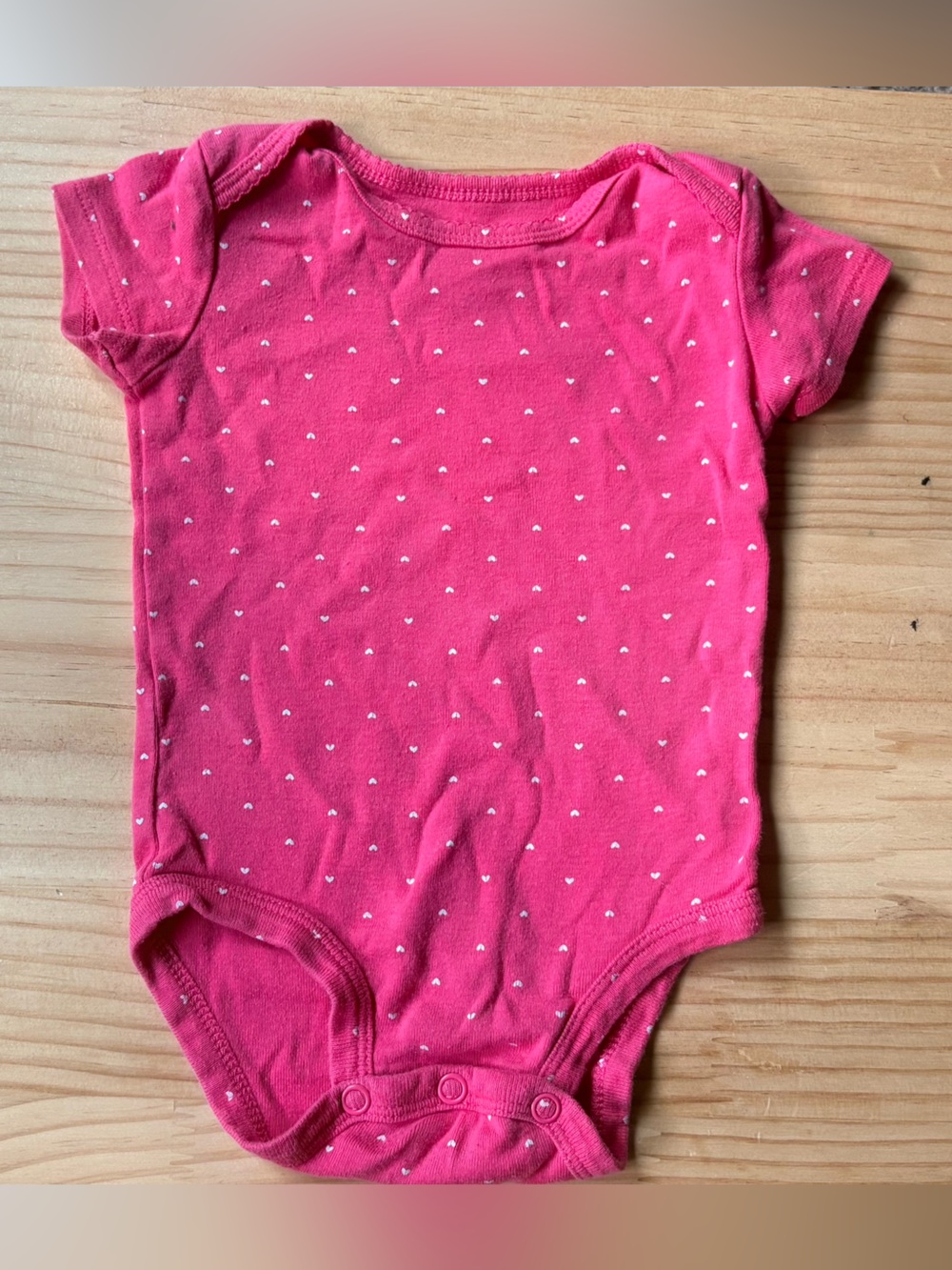Carter's Hot Pink Short-Sleeve Bodysuit with Tiny White Hearts